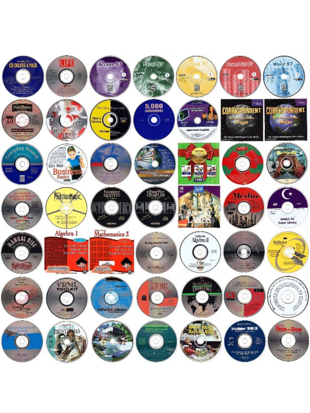 50 MISC CD-ROM LOT #3 - PC Software Lot CLEARANCE - NEW or LIKE NEW in Sleeves